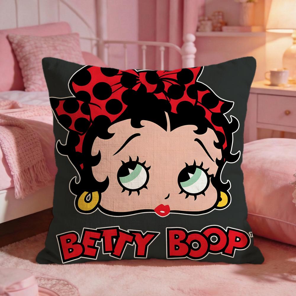 Betty BBoops Cute Cartoon Cushion Cover Premium Comfort Reversible Pillow Cove Two In One Design For Any Room Car Interior