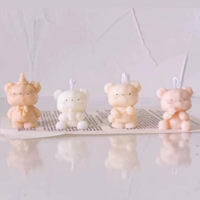 3D Mini Bär Kerze Silikonform DIY Niedlicher Schleifenbär Geburtstagskerze Dekoration Form Kristall Epoxidharz Seife Heimdekoration