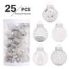 Painted Silver & White Christmas Ball Set: Elegant Tree Ornaments