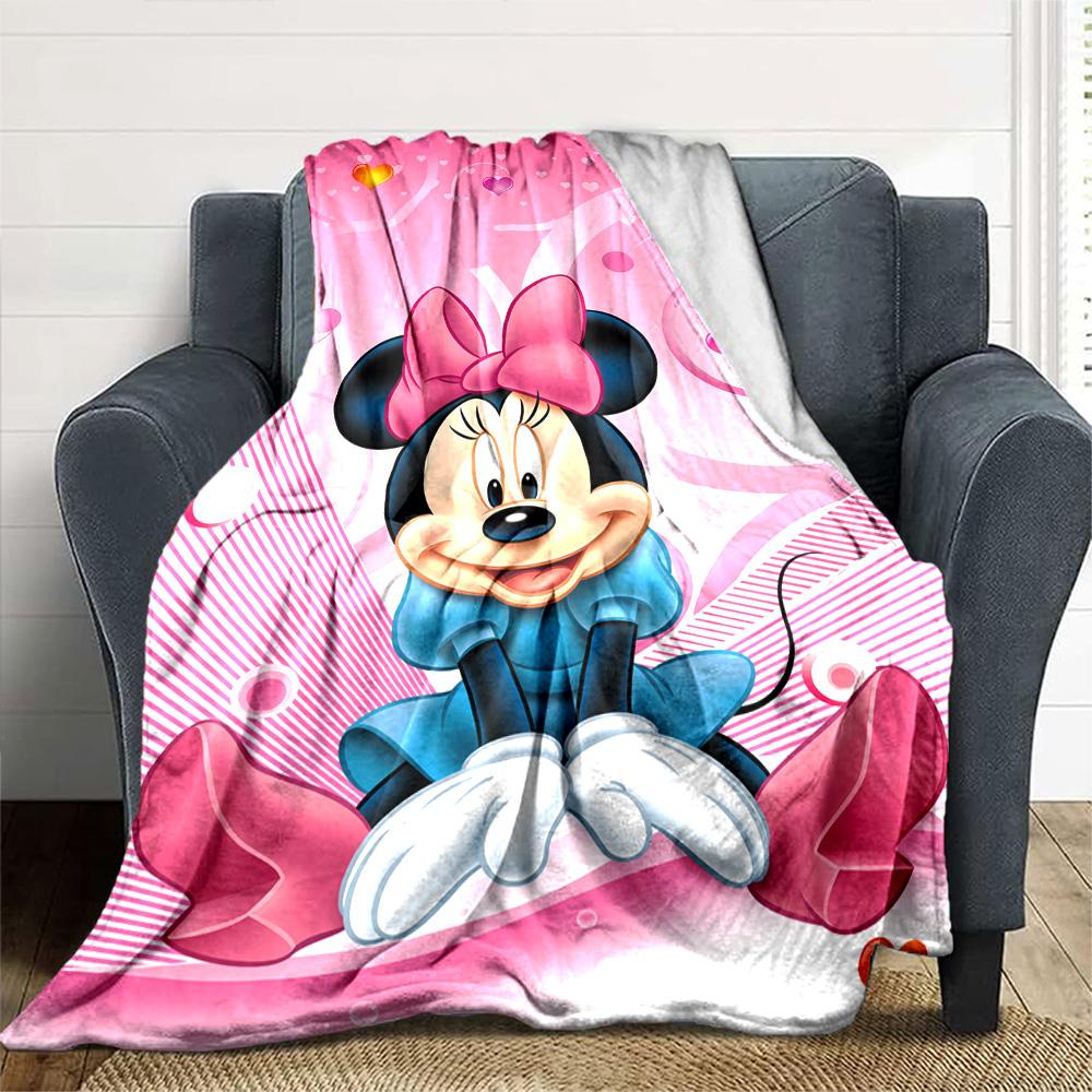 Minnie Mouse Valentine'S Day Flannel Blanket Super Soft Warm Cozy Blanket For Sofa Bed Office Travel Allseason Home Decor Gift