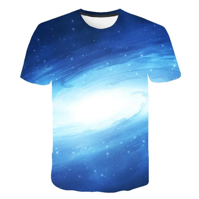 Summer Cosmic Galaxy Men's Space 3d Printing T-shirt Short-sleeved Printed Harajuku Casual Tops O-neck