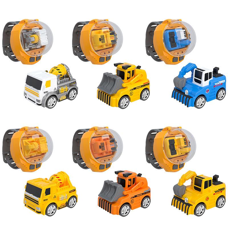 Mini 2.4G Remote Control Watch Small Car Engineering Vehicle Excavator Boy Charging Model Car Bulldozer Mixer Children's Gift