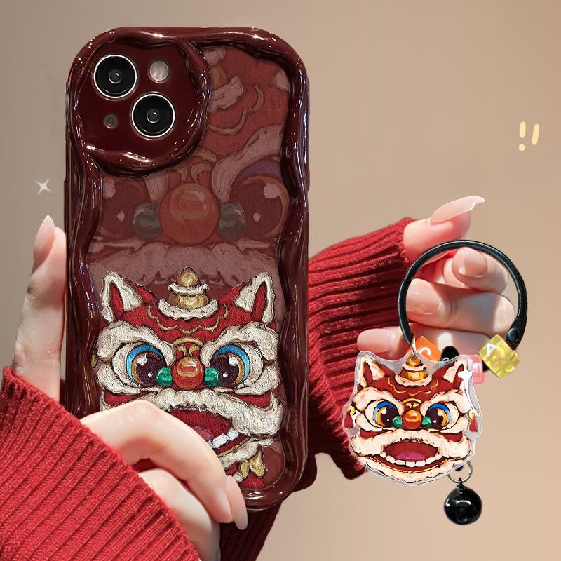 Anwendbar auf Apple 15 Handyhülle IPhone 14 Promax Textur Löwe Hängeanhänger 13/12 Silikon Sturzsicher 11/xr