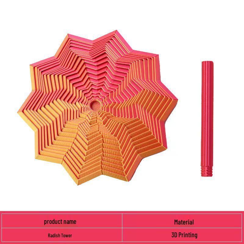 3D Carrot Tower Spiral Fidget Toy – Decompression Illusion Star