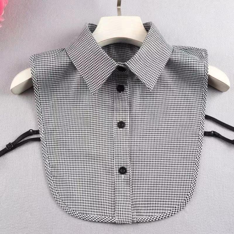 Ins Fake Collar Plaid Shirt Detachable Collars Solid Shirt Womens Dickie Collar White Girls Top Clothes Dickey Collar For Women