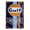 Gulf Heuer Retro Metal Sign Man Cave Wall Art Collectible Automotive Decor