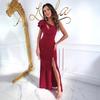 Wish New, Summer Solid Color Simple and Sexy Off-the-shoulder Split Dress Women's Clothing