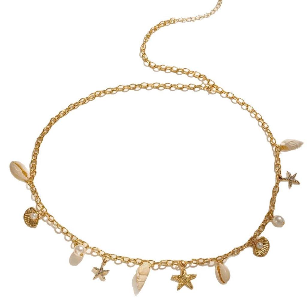 European & American Beach Resort Pearl and Starfish Waist & Body Chain