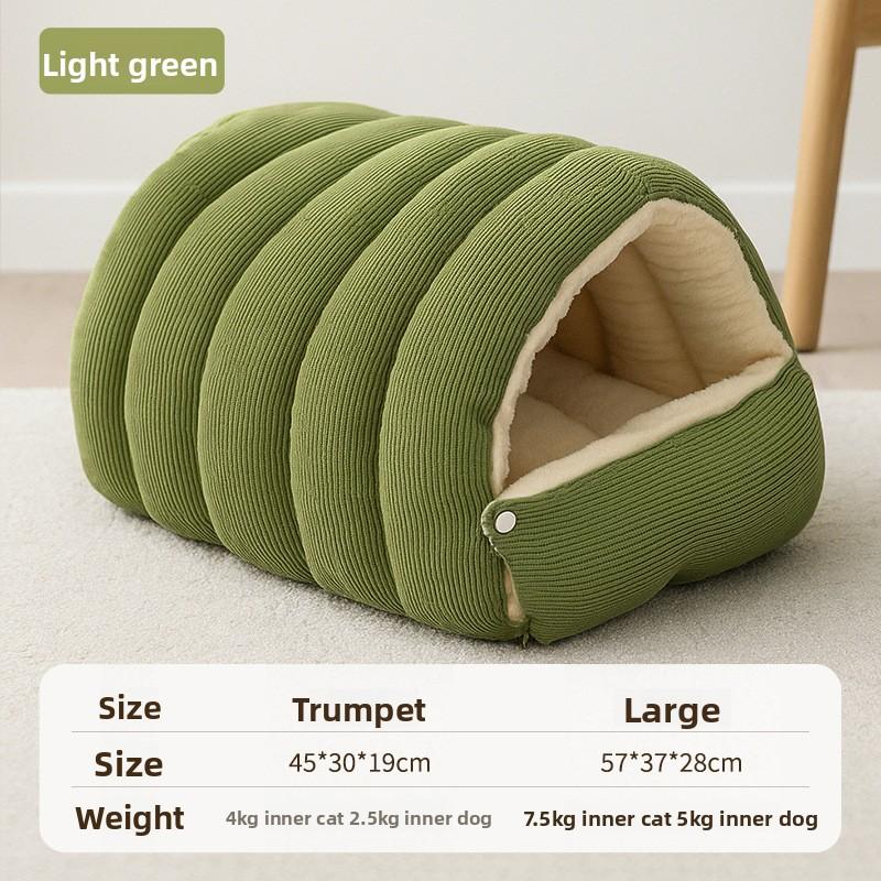 

Winter Plush Cat Bed Warm Thickened Pet House Soft Cat Cave Sleeping Bed for Kittens Small Pets 17.7-11.8-7.5 in&Semicircle светло-зеленый