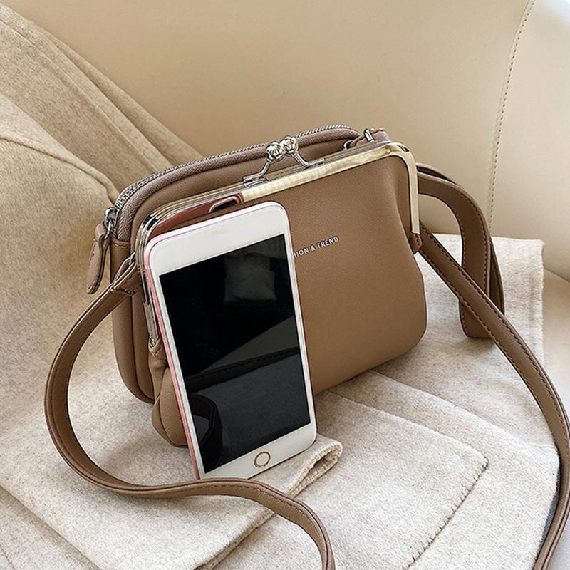 1 Stück Einfache einfarbige Umhängetasche Damen PU-Leder Crossbody-Tasche Mode Neue Clip-Umhängetasche Damenhandtasche Geldbörse
