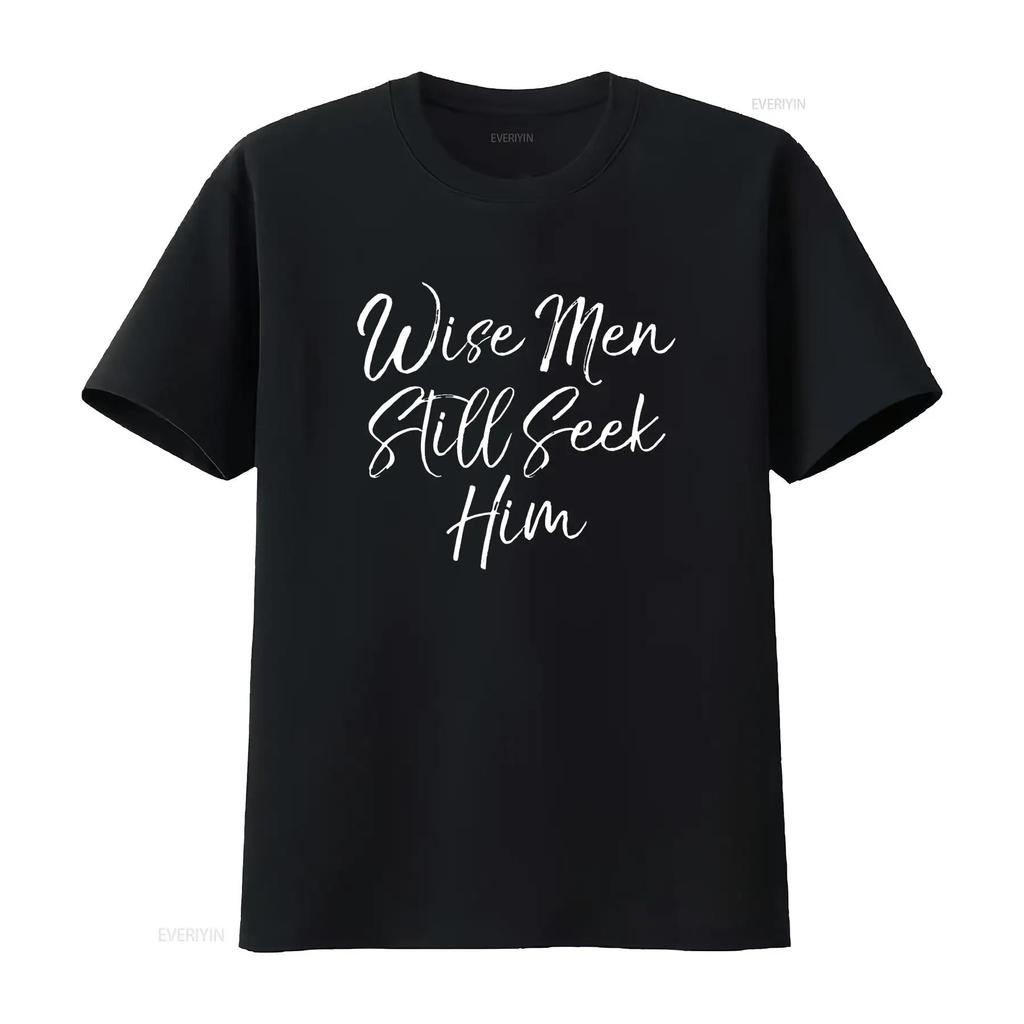 Womens Wise Men Still Seek Him T Shirt Christmas For Black 2XL vintage Washed Comfortable Top For Everyday Wear Soft Slightly