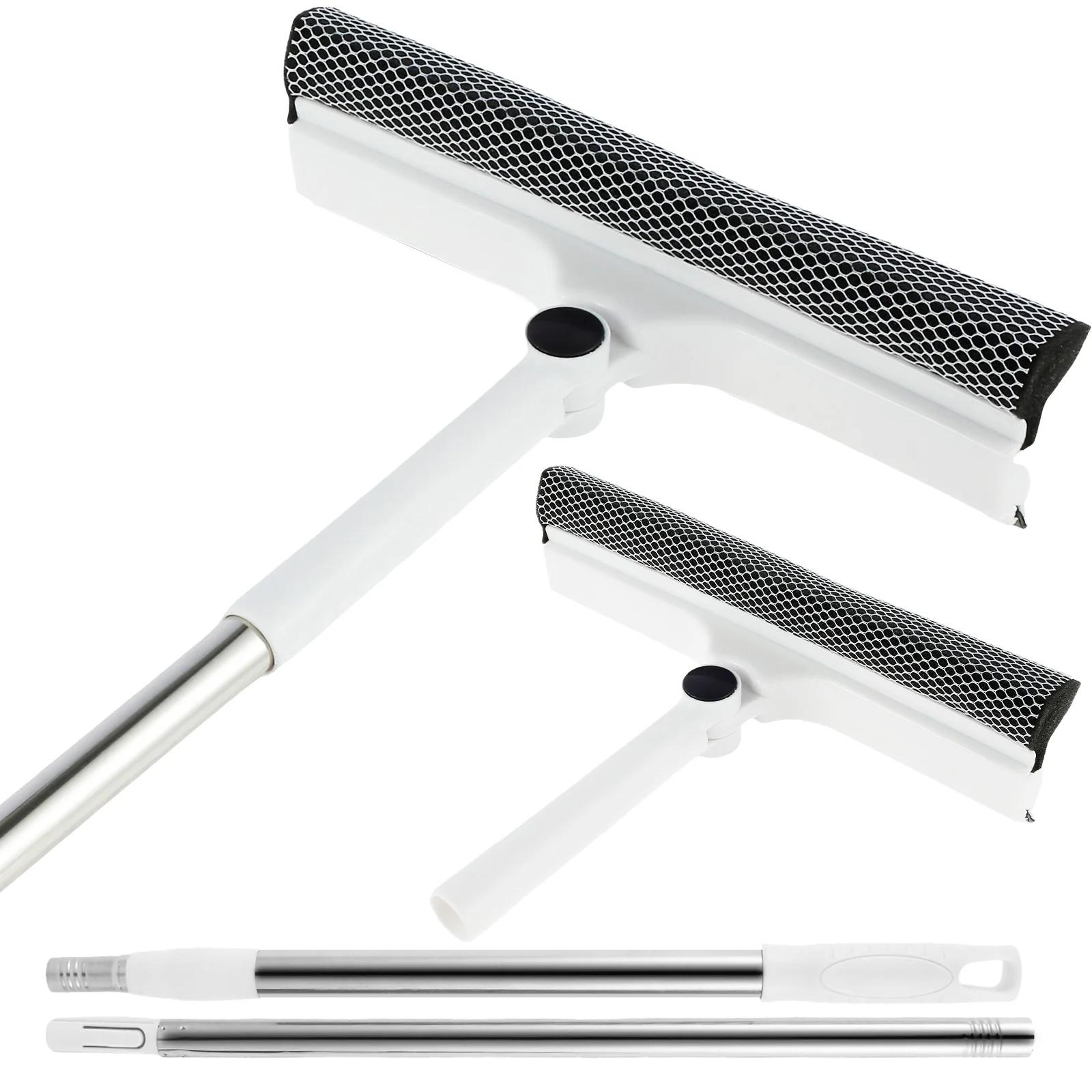 

53 Inch Window Cleaner 2-in-1 Sponge Squeegee & Scrubber 180-Degree Rotatable Window with Extendable Outdoor For Glass Mirror