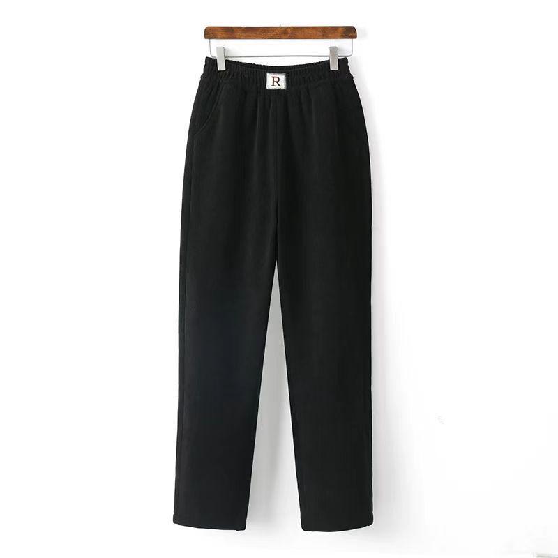 Plus Size Women's Winter Fleece-Lined High Waist Straight Leg Pants