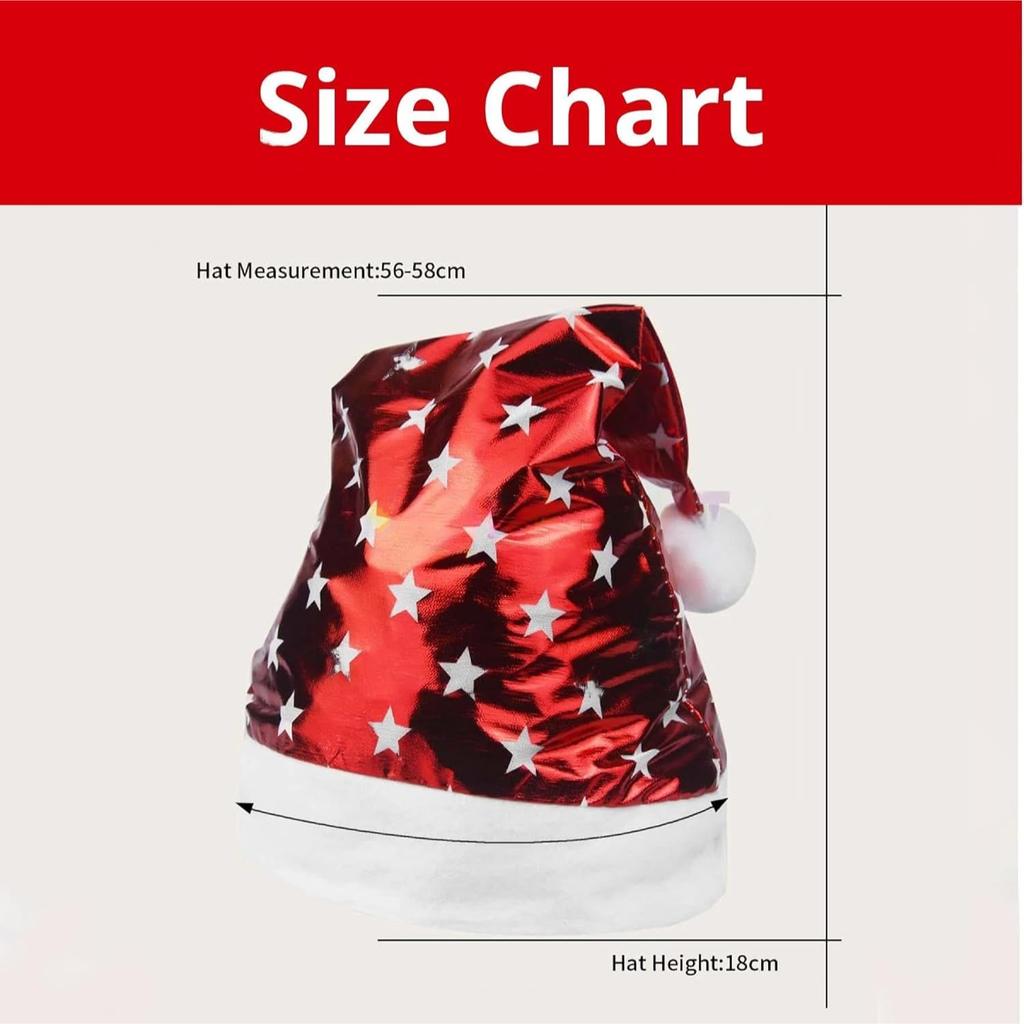 Christmas Kids Santa Claus Hat With Glitter Print, Pony Tail Cap for Xmas Party Celebration, Children's Santa Hat