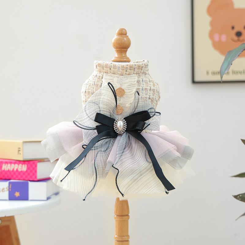 Classic Pet Princess Dress Puppy Clothes With Lace & Bowknot Cute Small Dog Skirt For Dogs  For Chihuahua, Bichon Teddy