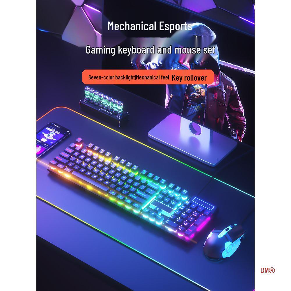 Wired Keyboard & Mouse Set: Silent E-sports Gaming & Typing