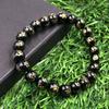 8mm Natural Black Onyx OM Gemstone Beads Bracelet 7.5" Round OM Beads Jewelry Gift For Her/Him RBB-20