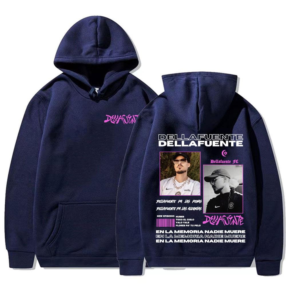 Rapper Dellafuente 2025 Tour Cover Hoodies Men Women Fashion Vintage Long Sleeve Pullovers Casual High Quality Sweatshirt Hoodie