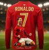 Výběr fanouška fotbalu! Tričko s dlouhým rukávem a grafikou Cristiana Ronalda #7, Sportovní styl.