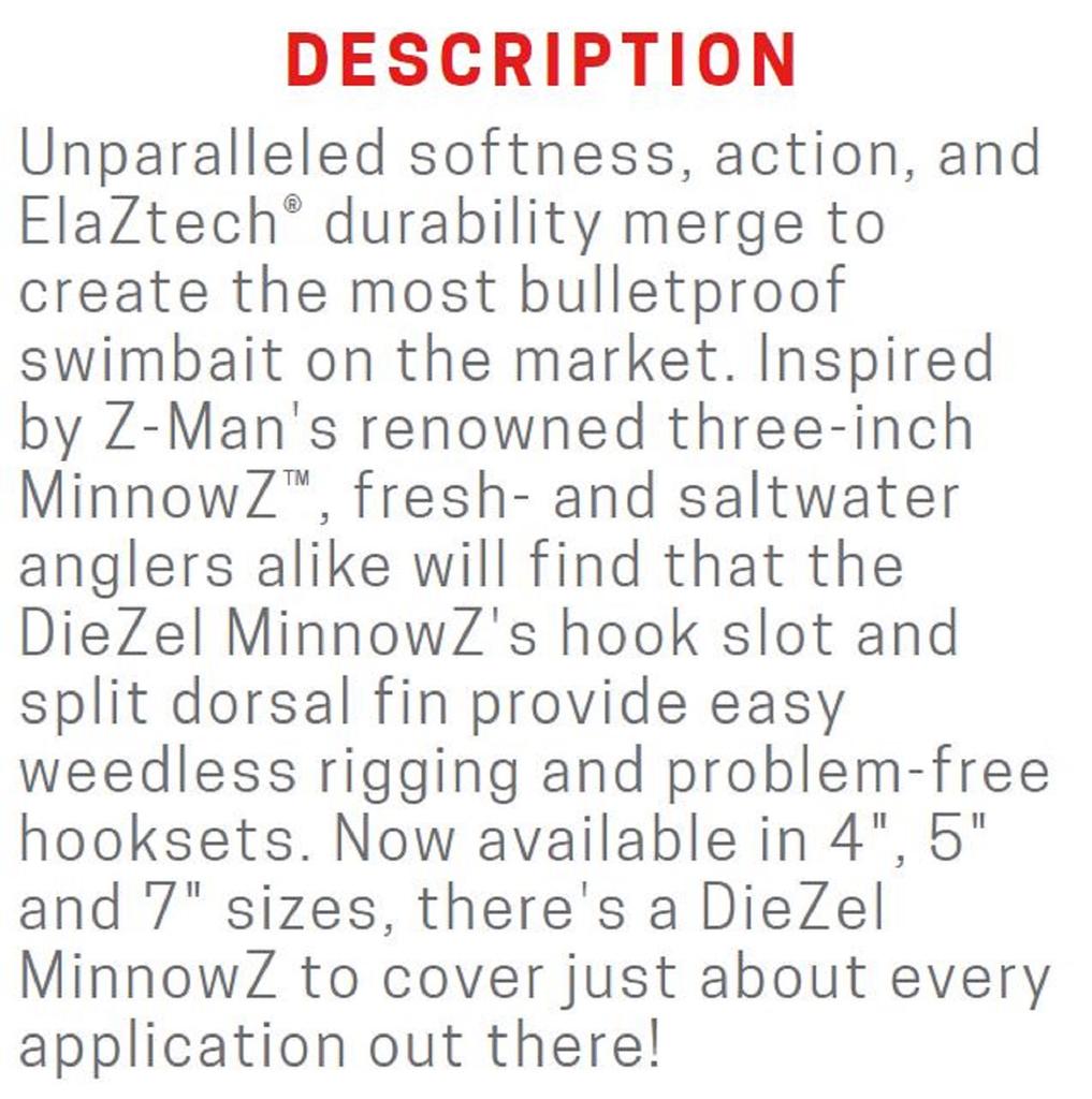 Zman Esche Morbida Diezel MinnowZ 4 Pollici 5/Confezione Gitter Done (4745)