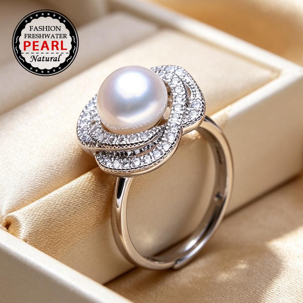 Natural Freshwater Pearl Rings For Women Fashion Female Ring Pearl Jewelry Adjustable Ring