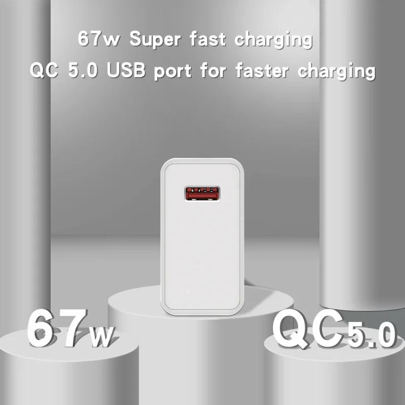 Xiaomi 67W Fast Charging Charger EU/US/UK USB Adapter Standard Charge Head Type-C Mobile Phone Type C Cable for Xiaomi Power Adapter