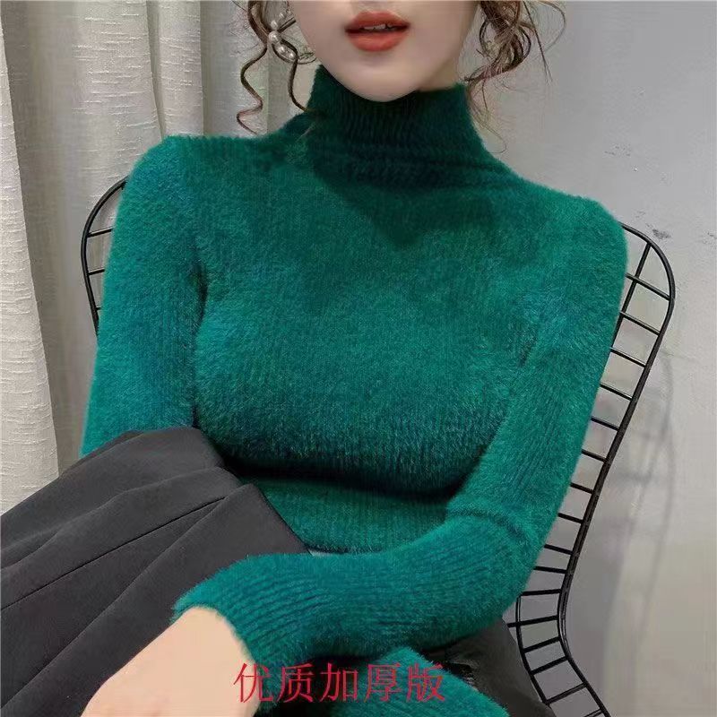 High Neck Sweater for Women New Winter Korean Style Pullover Slim Fit Inner Layer Long Sleeved Base Shirt Trendy