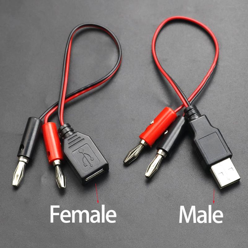 DIY Test Cable USB Male/Female to 4mm Banana Plug a Female Charging Cable USB Socket to Banana Plug Connection Wire