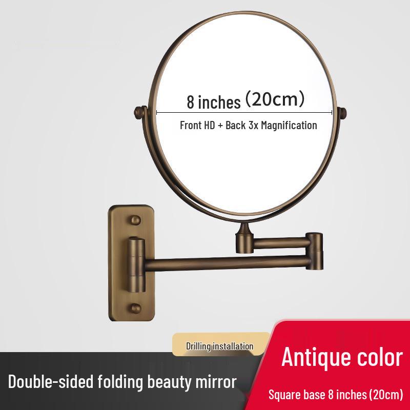 Wall-Mounted Folding Lighted Makeup Mirror for Bathroom or Dormitory