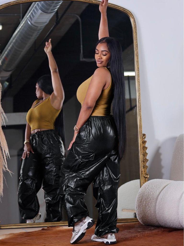 European & American Women's Fashion Casual Long Pants with Solid Color & 3D Pockets