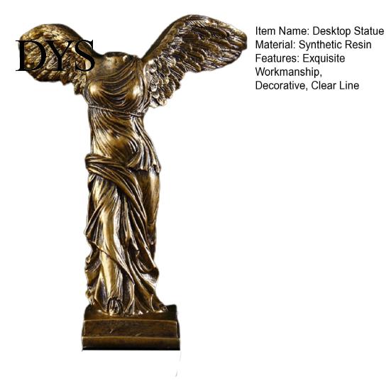Desktop Statue Clear Carved Good Posture Spreading Wings Resin Women Sculpture European Style Victory Goddess Ornament Home Decor