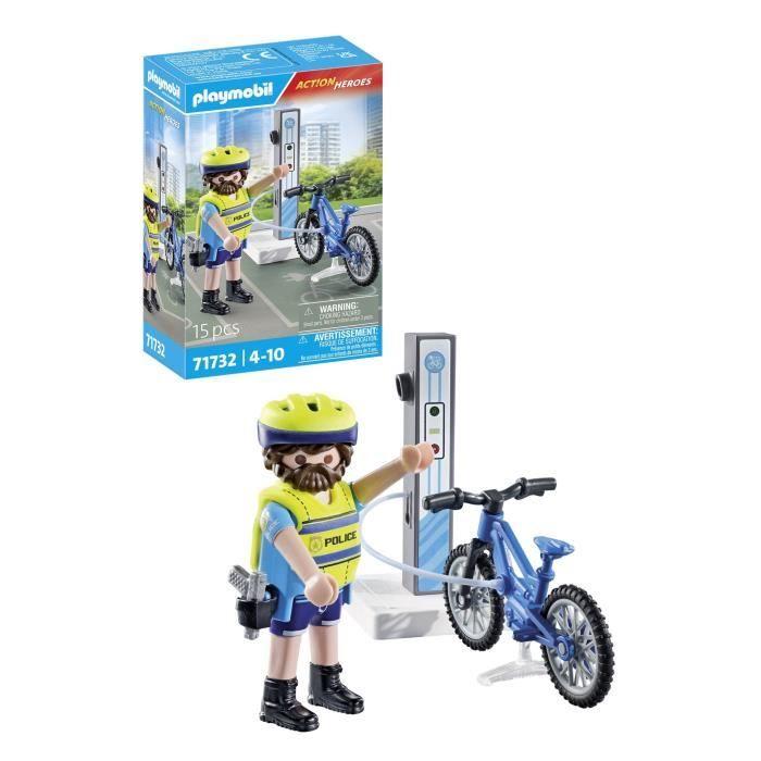 PLAYMOBIL 71732 Policjant rowerowy ze stacją ładującą, Action Heroes, Policjanci, 15 elementów, Od 4 lat