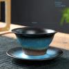 Coffee cup handmade Japanese retro figured cup rough pottery kiln change ceramic mug saucer tea mug coffee cups set  teacup