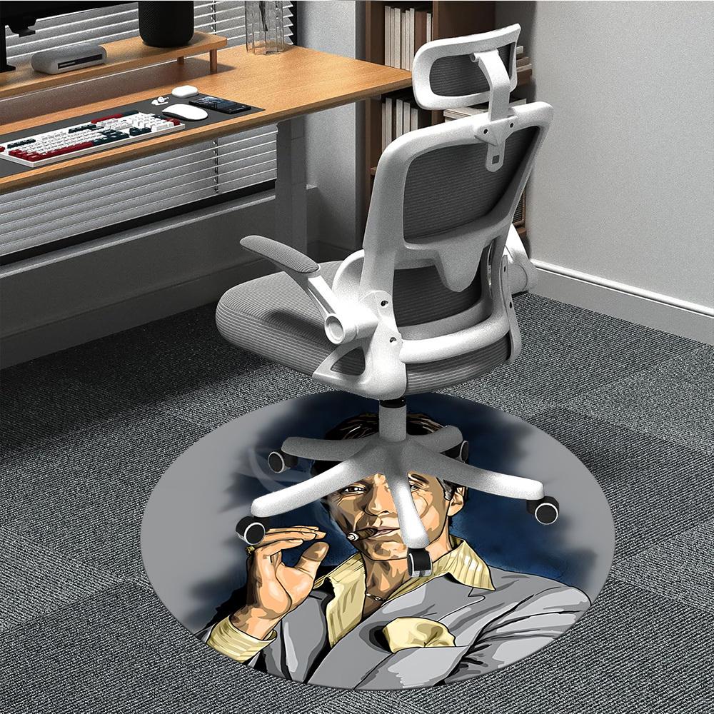 1PC Scarface Office Round Rug, Non-slip, Soft and Durable Office Rug for Interior Decoration, Perfect for Office yy250915004
