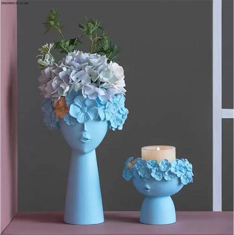 Nordic Decoration Home Flower Vase Living Room Decoration Vases Cute Girl Arranging Flower Container Desktop Accessories