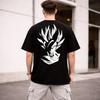 Unisex Oversized Anime Dragon T-Shirt Graphic Printed Black Cotton Streetwear