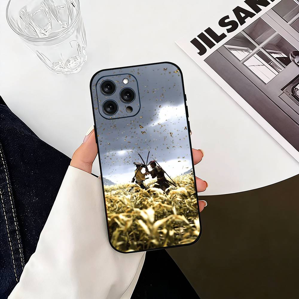 G-Ghost Of Yotei Game Phone Case For iPhone 17,16,15,14,13,12,11 Plus,Pro Max,XS,Soft Silicone Black Cover