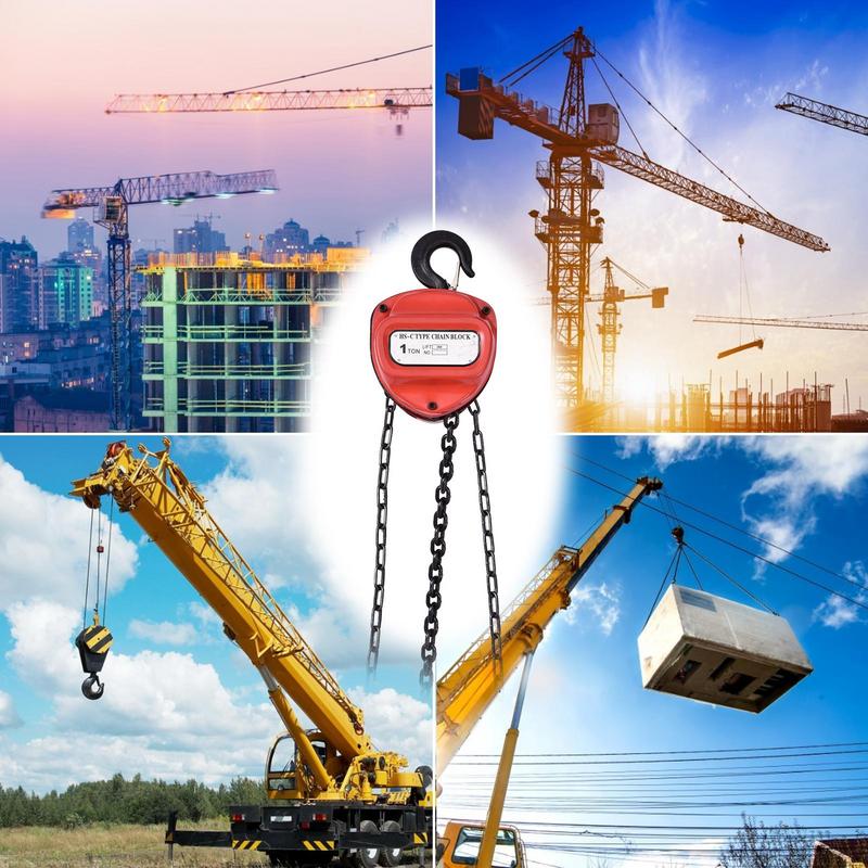 Hand Chain Hoist 20ft/10m Lift Hand Chain Block with Hook Heavy Duty Steel Anti-Slip Chain Fall for Warehouse Building