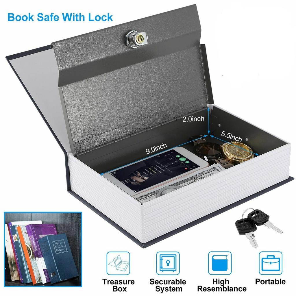 Dictionary Secret Book Hidden Safe With Key Large Space Security Money Locker For Storing Jewelry Cash Credit Cards