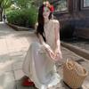 French Holiday Lace Splicing Dress Women's Summer New Super Fairy Gentle Temperament Vest Long Skirt