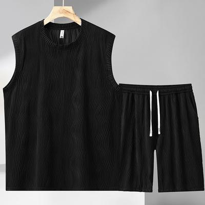 Übergröße 4XL-11XL Oversized Ärmelloses T-Shirt Sommer Herren 2-teiliges Set Mode Shorts Sets Vintage Kleidung