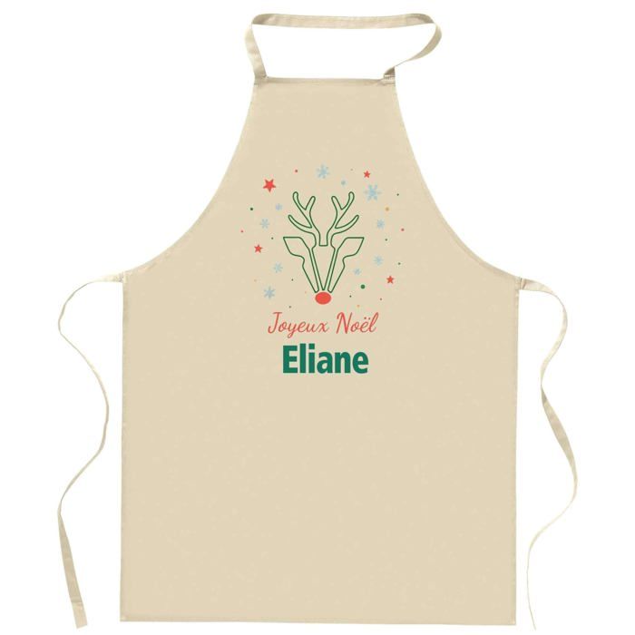 Tablier de cuisine - Joyeux Noël Eliane Cerf - Impression française - Coton résistant - Liens ajustables