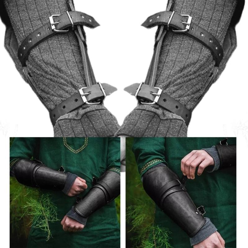 Gothic Arm Guard Cosplay Costume Medieval Arm Gauntlets Wristband for Men Women Vintage Party RolePlay Armor Bracers