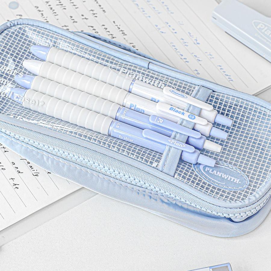 Sada 4ks gelových per Soft-plus Easy Grip 3s rychleschnoucí černo-červený barevný inkoust 0,5 mm kuličkové pero pro psaní