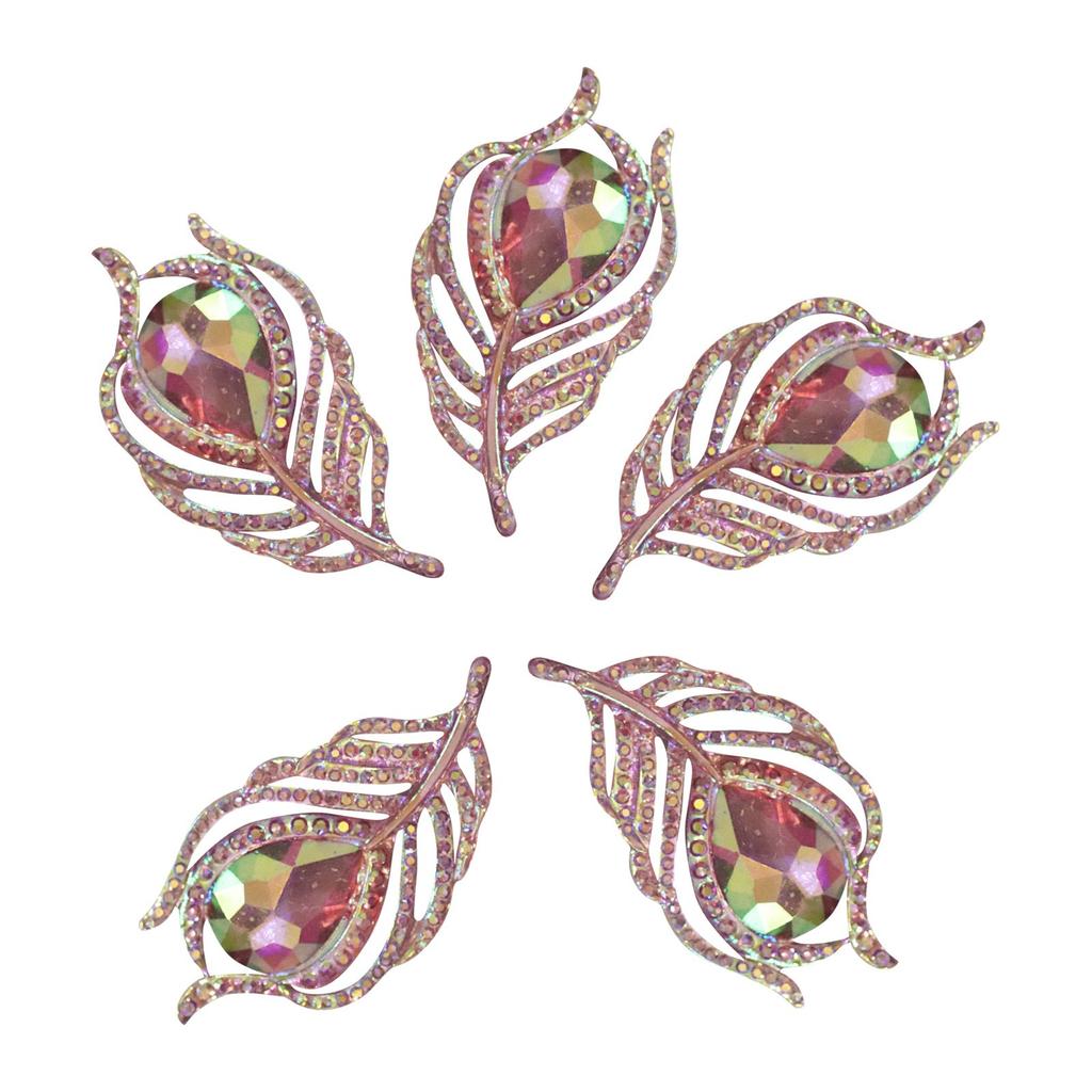 0pcs Feather-shaped Leaf Resin Accessories Flat Bottom Resin Drill Clothes Bag DIY Accessories