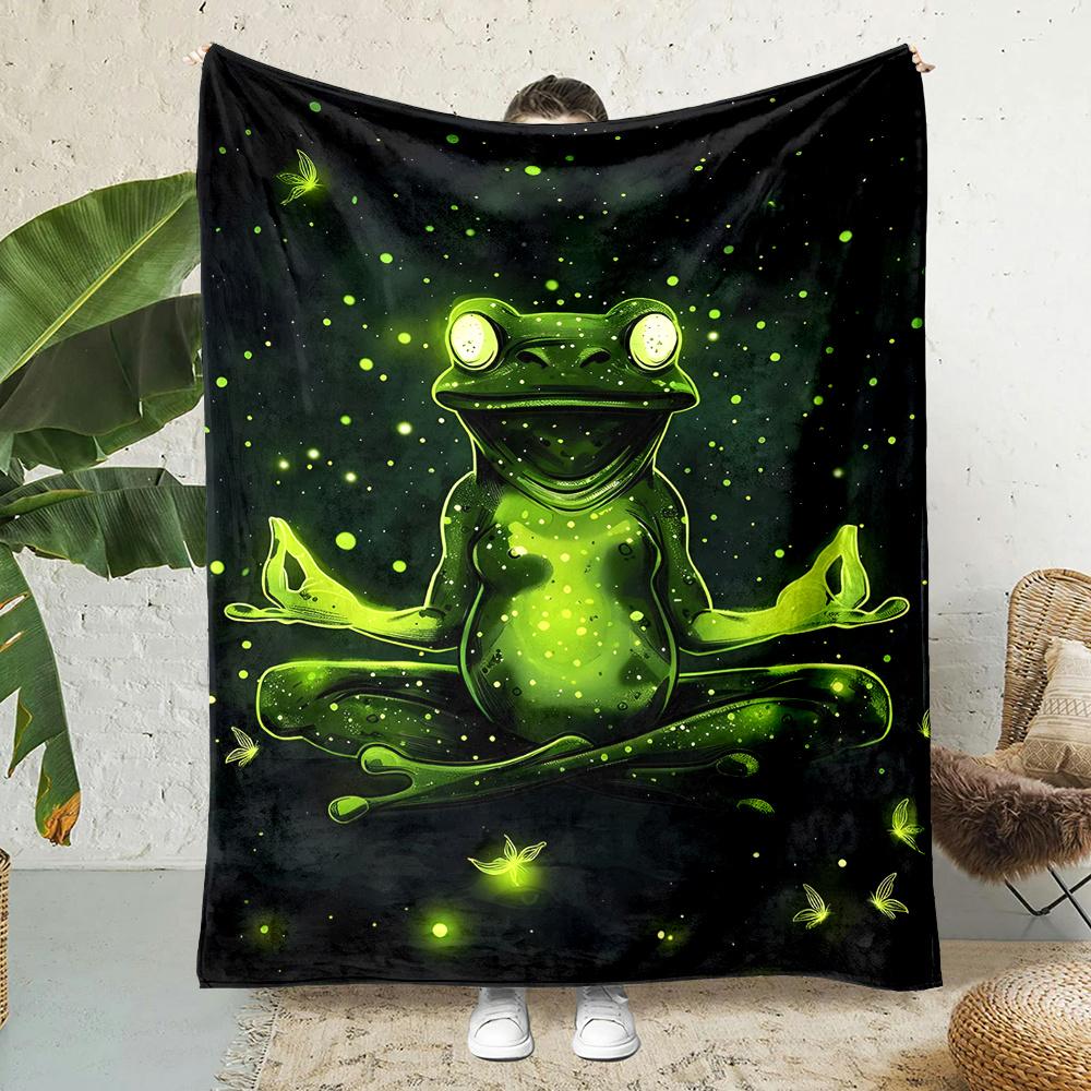 Frog Star Flannel Blanket – Soft Lightweight Throw – All-Season for Couch Bed Camping – Machine Washable Gift