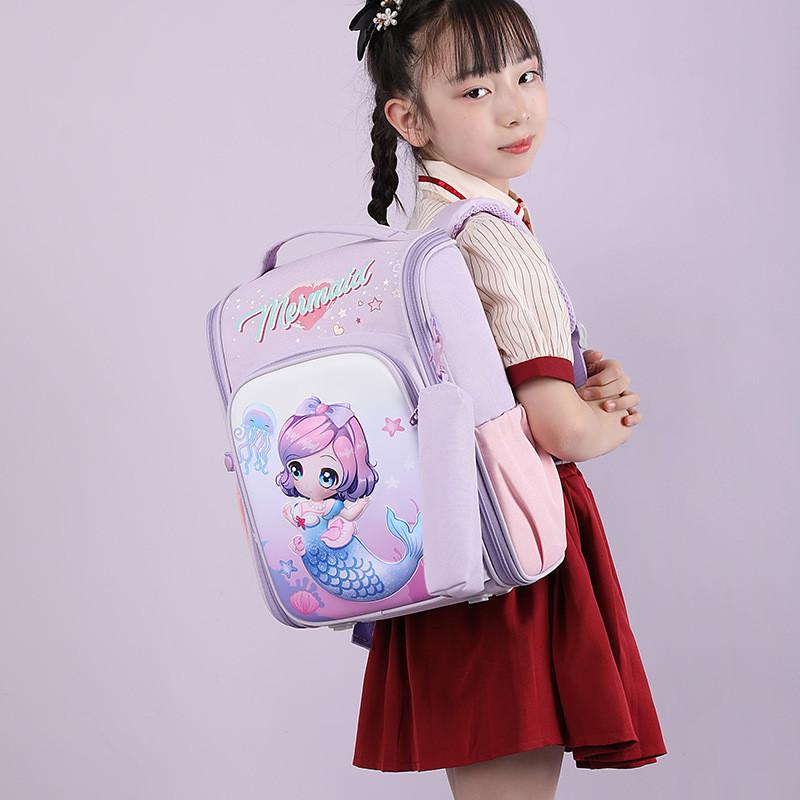 Adorable Lightweight Nylon School Backpack For Kids Grades 1 To 6 With Spacious Capacity