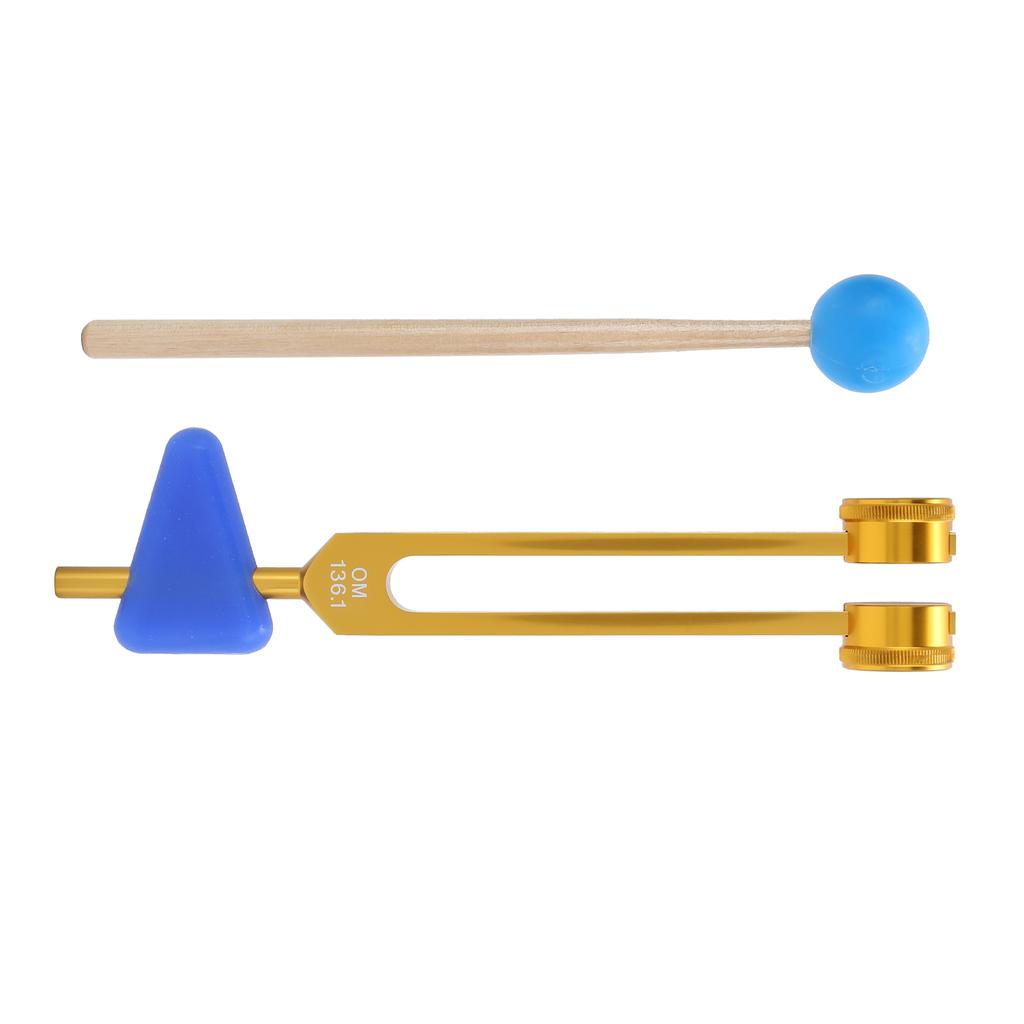 136.1HZ Aluminum Alloy Tuning Fork Sound Healing Therapy Tuning Fork with HammerLuxury Gold