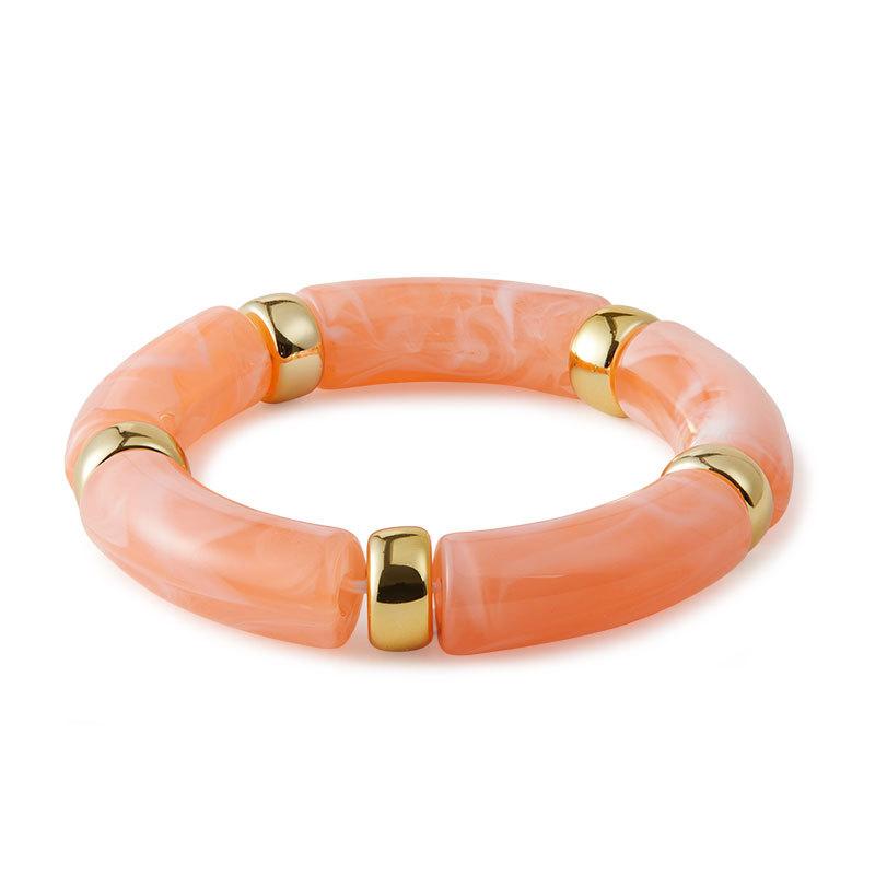 Summer Acrylic Bamboo Beads Bracelet for Women Multi Color Stretchy Resin Girls Charm Couple Bangles Men Jewelry Gift