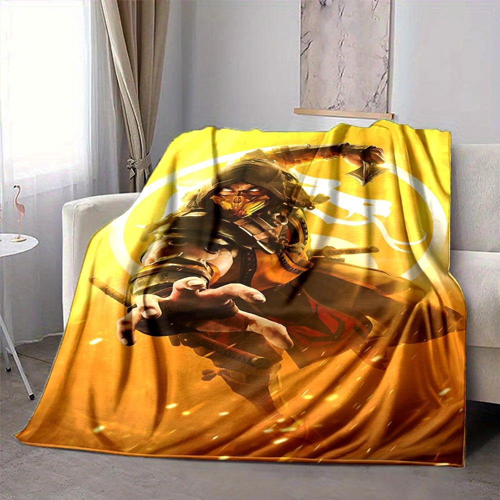 1pc Mortal Kombat Blanket Lightweight Flannel Throw For Sofa, Bed, Travel, Camping, Livingroom, Office, Couch, Chair, And Bed